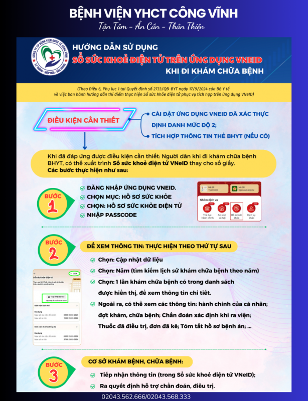 HƯỚNG DẪN TÍCH HỢP VÀ TRUY CẬP SỔ SỨC KHỎE ĐIỆN TỬ TRÊN ỨNG DỤNG VNeID