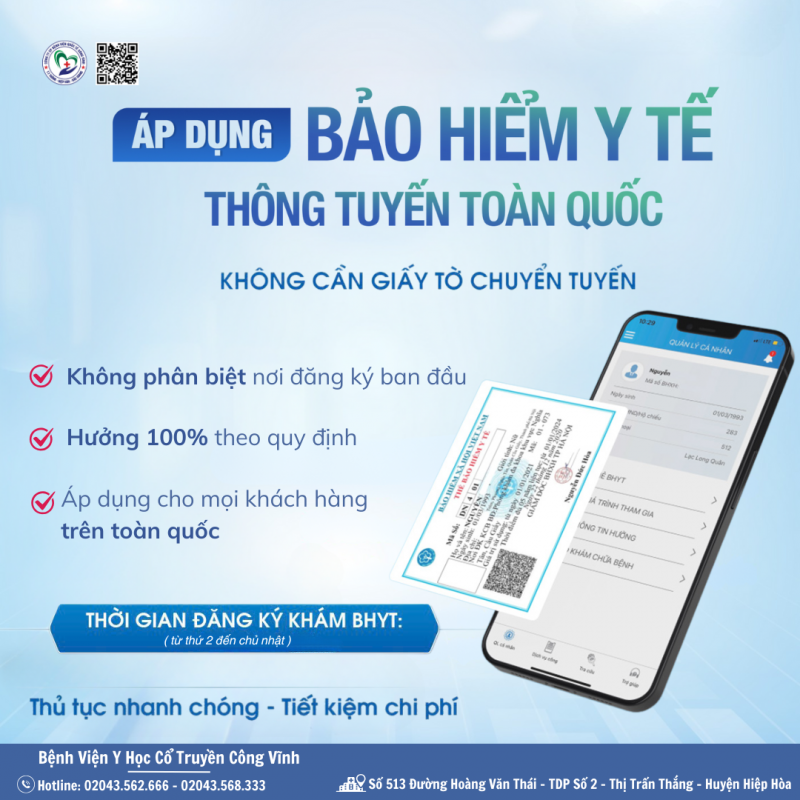 💙 BỆNH VIỆN YHCT CÔNG VĨNH - KHÁM CHỮA BỆNH BHYT THÔNG TUYẾN TOÀN QUỐC
